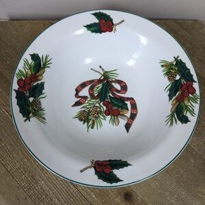 Kopin Christmas Heritage Serving Bowl 9.5" – Holly & Pinecone Holiday Design
